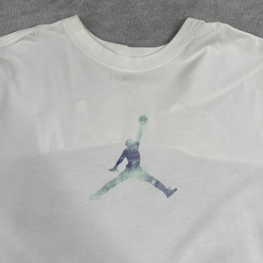 Jordan Jumpman 23 Graphic T-Shirt L White Men Basketball Streetwear Tee 2 Sided - Picture 2 of 8